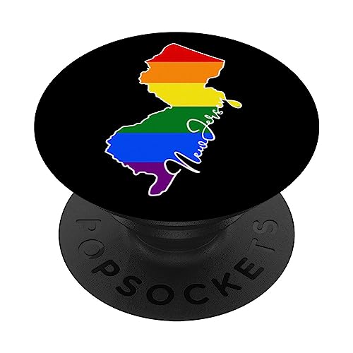 New Jersey Mapa USA Estado Arco Iris Bandera Pride Month PopSockets PopGrip Intercambiable