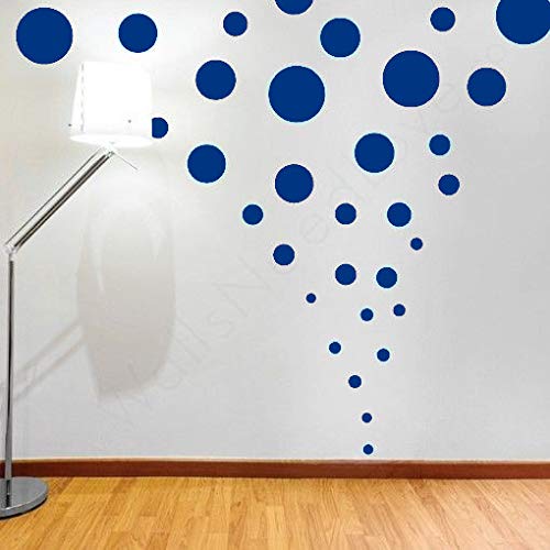 Gold Circle Wall Decal Dots Polka +1 Inch 200pcs +Easy to Peel Easy to Stick +Safe on Walls & Paint + Metallic Vinyl Polka Dot Decor by BUGYBAGY (Dark Blue, 268pcs Mix)
