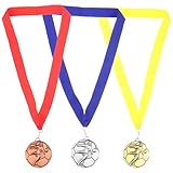 NIYANGLE Medallas de Fútbol para Premios de Competición 3 Piezas de Metal en Color Bronce Antiguo Cobre Antiguo Medallas Decorativas para Maratón y Eventos Deportivos Tamaño Pequeño