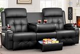 VAFEAFO Recliner Sofa, Massage Flip Back Reclining Sofa 3 Seater Sets Heavy Weight Capacity, RV Loveseat Clearance, Recliner Couch with Storage, Cup Holders, Wall Hugger Couches for Living Room