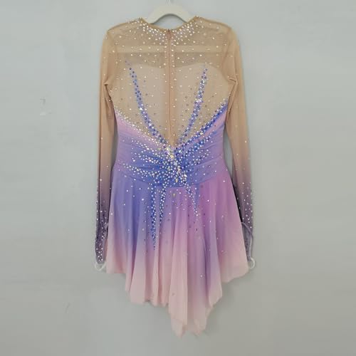 LIUHUO Rosa Eiskunstlaufkleid für Mädchen Wettkampftraining, Rose, S
