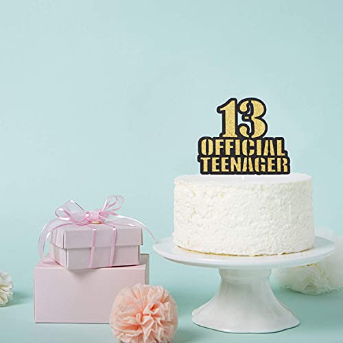 Image of FestikoOfficial Teenager 13 Birthday Cake Topper - Boys Girls 13th Birthday Gold Glitter Cake Supplies - Thirteen Years Old Birthday Party Decoration