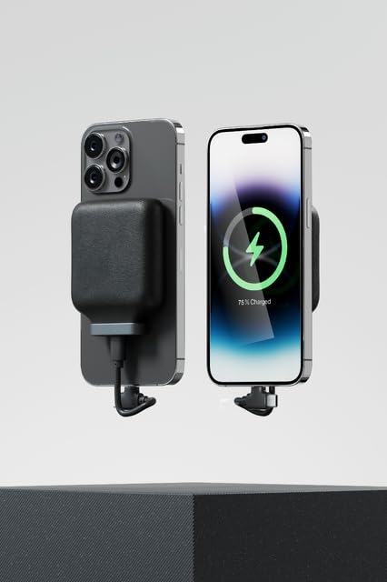 Xoopar Iné Oda Batería Magnética 5000 mAh de Piel Reciclada - Negro | Batería magnética de 5000 mAh en piel reciclada: recarga tu móvil 2 veces, puertos USB-C y Lightning