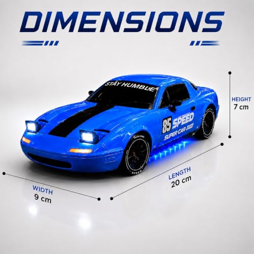 Image of GRAPHENE 1:24 Drift Car Toy for Boys 4Wd Remote Control High Speed RC Stunt Car LED Pop-Up Lights Smoke Effect 2.4GHz Rechargeable Racing Toy Car for Kids Drift Tires Road Blocks (Green)