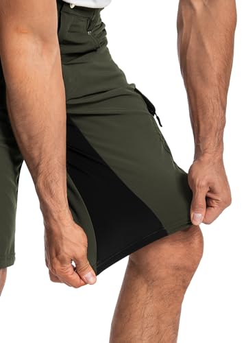 Cycorld MTB Hose-Kurz-Herren-Fahrradhose-Gepolstert, Schnelltrocknende MTB Shorts Radlerhose Atmungsaktiv Radhose Herren Kurz mit Verstellbaren Klettverschlüssen(Grün, S)