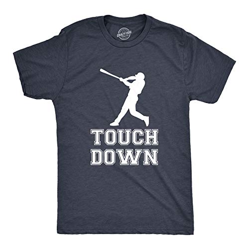 Mens Touch Down Funny Mocking Sarcastic Baseball Player Sports Tee Funny T Shirts Sarcastic Apparel for Men Cool Baseball Short Sleeve Novelty Tees for Navy XL
