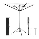 Vivo Technologies 16M 4 Arm Washing Line Freestanding Portable Rotary Airer, Camping Washing Line With 3 Stable Legs Foldable Dryer Clothes Airer for Indoor & Outdoor