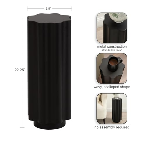 Kate and Laurel Pandey Modern Metal Wavy Drink Table, 9 x 9 x 22, Black, Curvy Mini Table for Use as a Pedestal Plant Stand Indoors or as a Small Nightstand Option by Kate and Laurel - Image 2