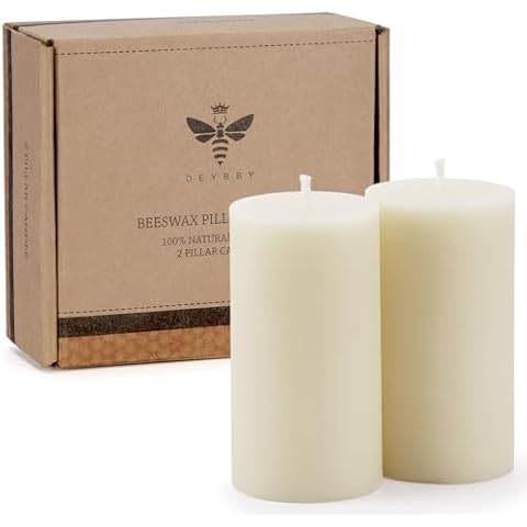 DEYBBY Pure Beeswax Pillar Candles Set Cover