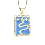 Nuevo 2026 Collar de circón de cristal de serpiente con incrustaciones cuadradas geométricas de gota de aceite de esmalte clásico Regalos de joyería fina de tendencia para usted Accesorios de Regalo