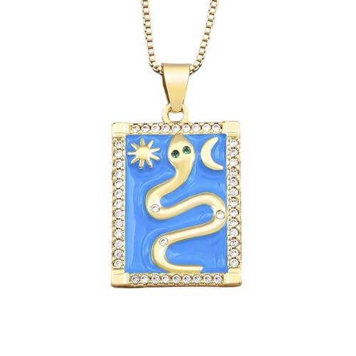 Collier serpent cristal zircon émail goutte d'huile géométrique carré bijoux femmes 2025