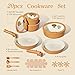 Carote 20pcs Ceramic Cookware Set with Detachable Handles, Pots and Pans Set Non Stick, RV Kitchen Cooking Pot and Pan, Dishwasher Safe, Non-toxic Induction Cookware PFAS and PFOA Free,Orange