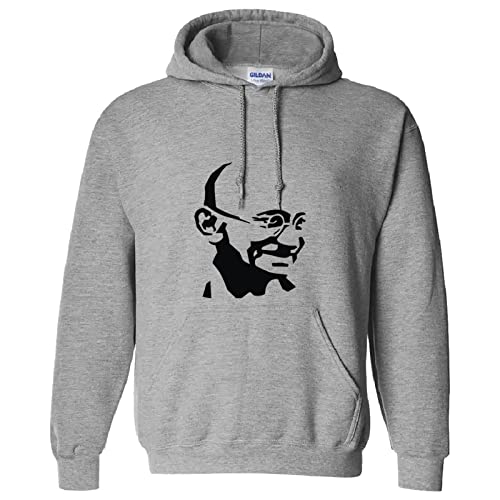 Sweat à capuche homme gris Mahatma Gandhi taille XXL, hoodie sport grand confort