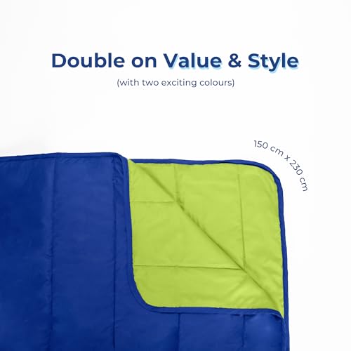 Image of Zinnia Ultra Soft Microfibre Reversible Comforter- Single 150 X 230 Cm, Bright Green and Deep Blue., 200 TC(Solid - Vibrant)