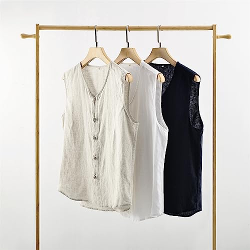 GIBZ Men Suit Vest Linen Beach Wedding Waistcoat Summer Casual Vest For Men Groomsmen Dress Vest3
