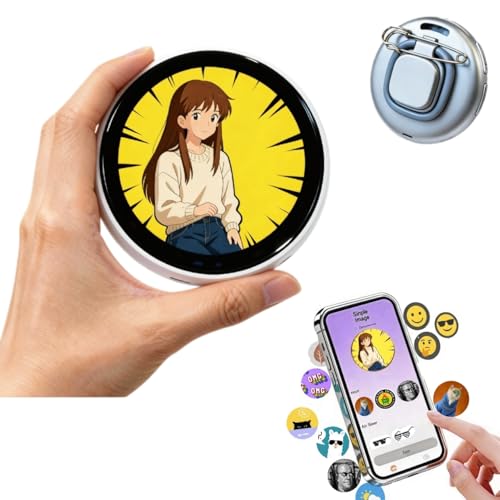 Chamii Ani-Pin Ultra: Digital LED Display Badge & Digital Pin with Touch Screen, Customizable Anime Style Wearable, Dynamic Smart Button for FIFA World Cup Footbal party, Easter, Cosplay and Fandoms