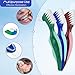 WY LIGHTING LEVEL 3 Pcs Hard Denture Brush, 3 Colors Premium Hygiene Denture Cleaning Brush for Denture Care, Double Sided Toothbrush with Multi-Layered Bristles & Rubber Anti-Slip Handle