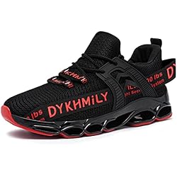 Zapato Punta De Acero Hombre DYKHMILY Zapatos de Seguridad para Hombre Respirable Amortiguación Zapatillas de Seguridad Punta de Acero Cómodo Ligeras Moda Calzado de Seguridad (Negro Rojo,43EU)