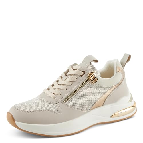 PATRIZIA Women's URSA Platform Sneakers with Sparkling Upper, Gold Metallic Accents, and Comfortable Fit