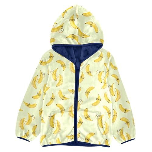 Funny Banana Toddler Fleece Jacket Baby Boys Hooded Zipper Long Sleeve Thick Warm Outerwear 3-10 Years
