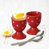 Cinf Easter Ceramic Egg Cup Red Set of 2 Porcelain Holder Breakfast Boiled Cooking Easy to Clean...