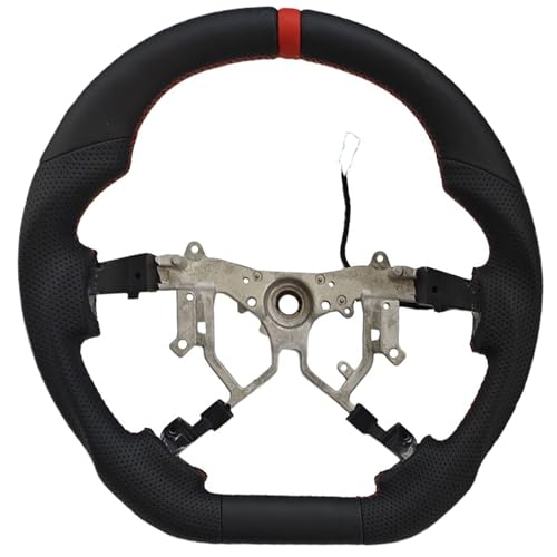 ITrims Steering Wheel Replacement for Toyota Tundra/Sequoia 2007-2013 Steering Wheel Perforated Leather D-Shaped Flat Bottom Car Interior Accessories Black (Red Centering Stripe All Leather)