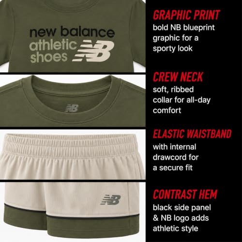 Image of New Balance Boys Short Sets - 2 Piece Active Performance Athletic Shirt and Kids Basketball Gym Shorts for Boys (8-12)