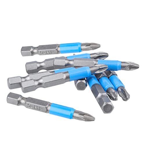 Yakamoz 10Pcs Phillips Bits #2 Magnetic Screwdriver Bit Set 1/4" Hex Shank Cross Head Ph2 Screwdriving Bits For Impact Driver, 2-Inch #TOP4