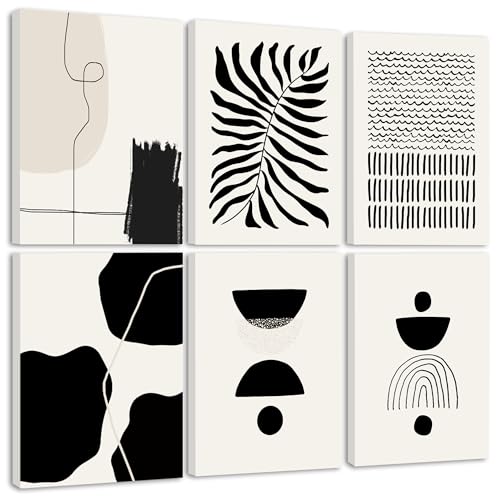 KUVIOKE Black Abstract Framed Wall Art Boho Room Decor Set