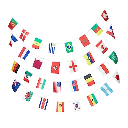 Mikikit Banderines De Poliéster De Países Para Decoración De Internacionales Para Deportivos y Celebraciones
