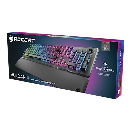 Roccat Vulcan II – Meccanico PC Gaming-Tastatur, cavo RGB-Beleuchtung, abnehmbare Handballenauflage, Titan II Linear Schalter, Aluminiumplatte, Schwarz - Tastiera gaming - Immagine 11