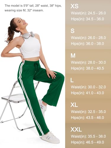 Tapata Short Women's 26" Inseam Sweatpants Open Bottom Workout Track Pants Zipper Pockets Lightweight Soft Joggers, Green, L - image 7