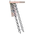 Rainbow Star Scissor Style Steel Attic Stairs/Ladder 350 lb Capacity Floor to Ceiling Height Range: 7' 4" H - 10'H - Gray (Opening Size: 25" X 54")