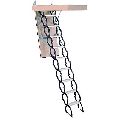 Rainbow Star Scissor Style Steel Attic Stairs / Ladder 350 lb Capacity Floor to Ceiling Height Range: 7' 4" H - 10'H - Gray (Opening Size: 22-1/2" X 36")