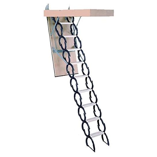 Rainbow Star Scissor Style Steel Attic Stairs/Ladder 350 lb Capacity Floor to Ceiling Height Range: 7' 4" H - 10'H - Gray (Opening Size: 22-1/2" X 36")