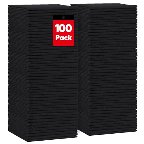 HOMEXCEL Black Microfiber Cleaning Cloths 100 Pack Microfiber Towels for Cars Lint Free & Scratch-Free Bulk Cleaning Rags for House Kitchen Car and Shop Absorbent Cleaning Towels 11.5 x 11.5 inch