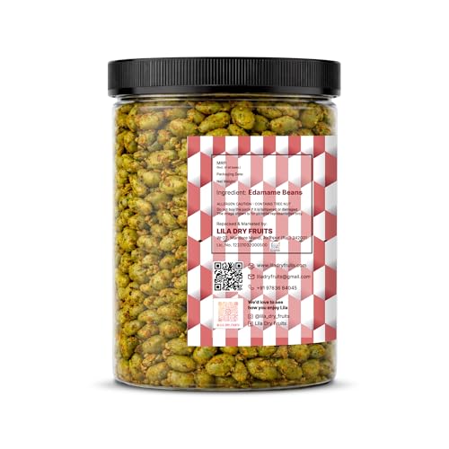 Image of LILA DRY FRUITS Roasted Edamame Indian Tadka Flavour 100 gms Flavoured Edma Beans Protein Snack | Crunchy Soya Plant Based Vegan Munching | Edamamme Bean Perfect for Gifting