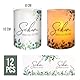 BETESSIN 12x Windlichter Tischdeko Hochzeit - Schön DASS du da bist - Lichthülle im Eukalyptus Design - Windlicht Tischdekoration für Geburtatsg, Hochzeit, Taufe, Babyparty, Konfirmation UVM.