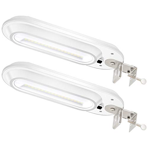 Solar Gutter Lights Outdoor Security Light, Waterproof Wall Sconces Lights Super Bright 18 LED 200 Lumens for Front Door, Wall, Yard, Garage, Garden, Fence, Driveway (White, 2-Pack)