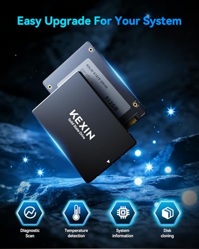 Image of KEXIN SSD 512GB Internal SSD 2.5 inch SATA III Internal Solid State Drive 512G up to 500MB /s SATA 3.0 Internal Drive 3D NAND Flash Internal SSD for Laptop PC Storage and Upgrade-Black