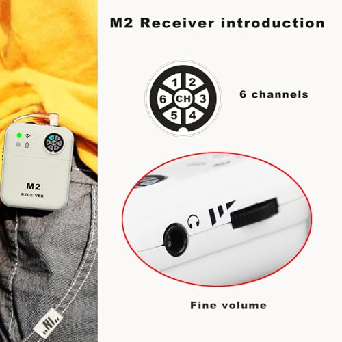 Sistema transmisor y receptor inalámbrico 2.4GHz, 6 canales de frecuencia ajustable con latencia ultra baja de 8ms, batería recargable, plug and play, para estudio, banda, ensayo y en vivo (Blanco) miniatura 4
