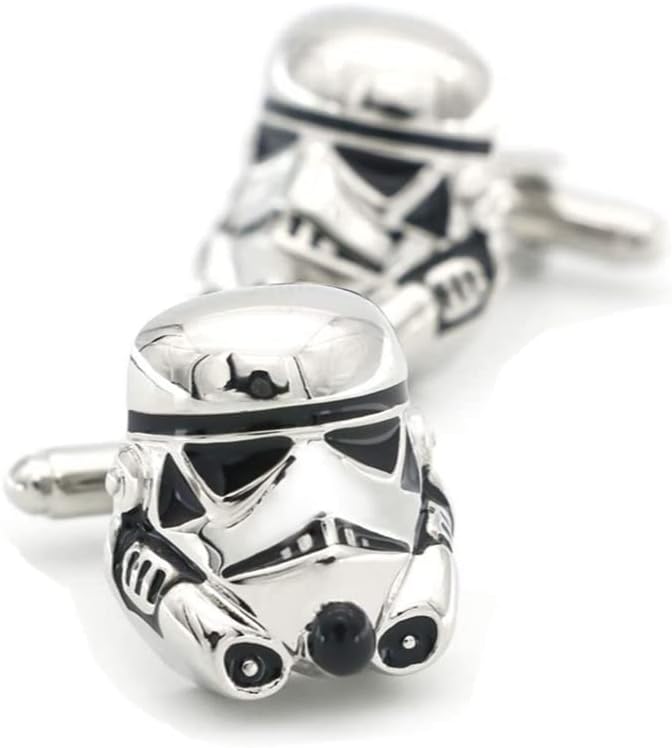 Stormtrooper Cufflinks,Fashion Movie Accessories Cufflinks, Men's Personalized Shirt Accessories Sleeve Studs, Men's Cufflink Gifts (Silver)
