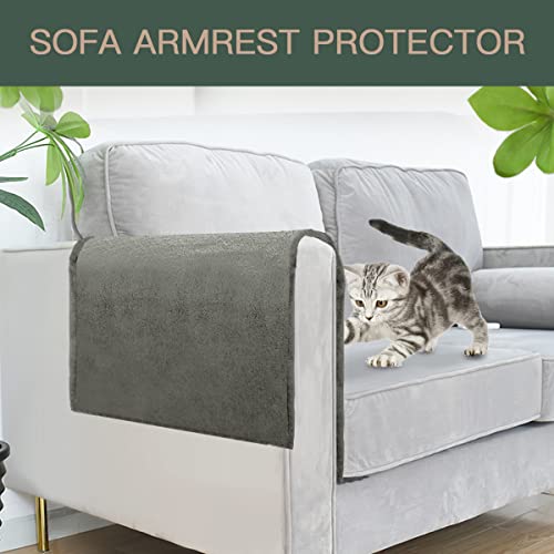 Joywell Fleece Sofa Armrest Cover For Recliner Anti-Slip Armchair Slipcover For Living Room Couch Loveseat Sofa Arm Protector For Pets, Cats, Set Of 2, Grey #TOP5