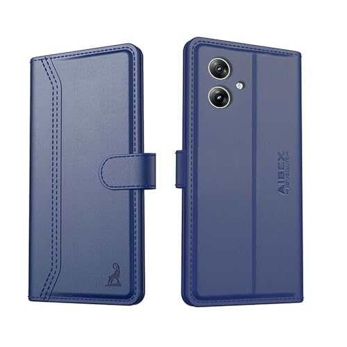 Image of AIBEX Compatible for Motorola G54 5G / Motorola G64 5G Flip Cover Leather Finish with Magnatic Closure | Inside TPU with Card Pockets | Wallet Stand | Complete Protection Flip Case -Blue