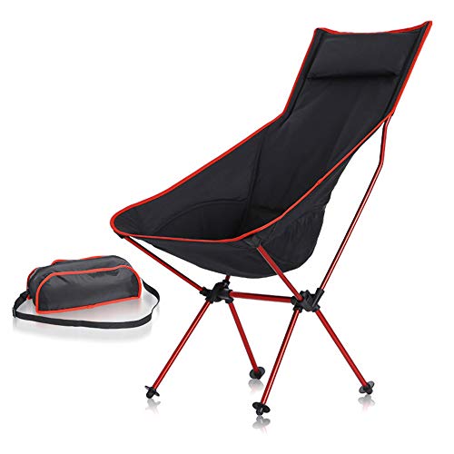Chaise camping aluminium et pliante ultra-légère noire avec son sac de transport pour le jardin