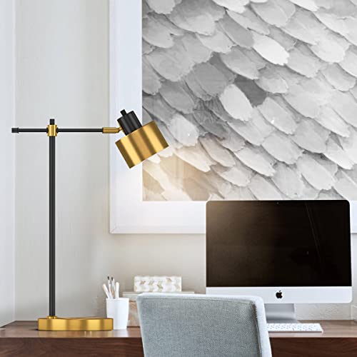 Oyears 22.2 Inch Modern Industrial Desk Lamp For Reading Led Metal Table Lamp Light For Office Bedroom Study Room Living Room Nightstand Bedside Lamps Gold And Matte Black Accent Finish thumb #4