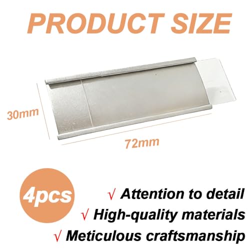 4 Stück Namensschilder für Kleidung Magnet,Aluminium Namensschilder mit Starkem Doppelmagnet,Professionell Magnet Namensschild mit Papierschlitz,72x 30 mm(Silber)