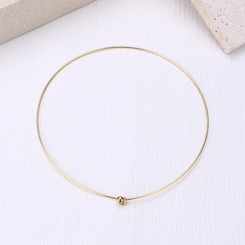 Sanfenly Choker Collar for Women 14K Gold Plated Silver Stainless Steel Metal Collar Choker Necklace Statement Open Cuff Bangle Necklace for Women2