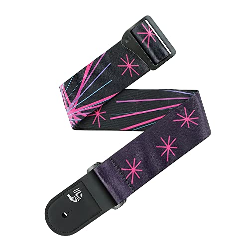 D'Addario Accessories Outrun Polyester Guitar Strap, Neon Stars