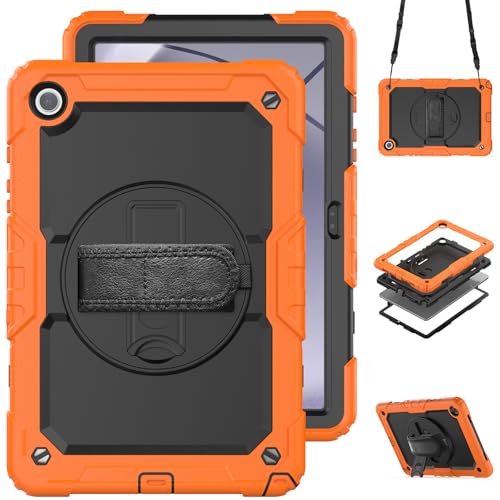 Coque tablette 11 pouces antichoc enfant avec bandoulière réglable et support rotatif
